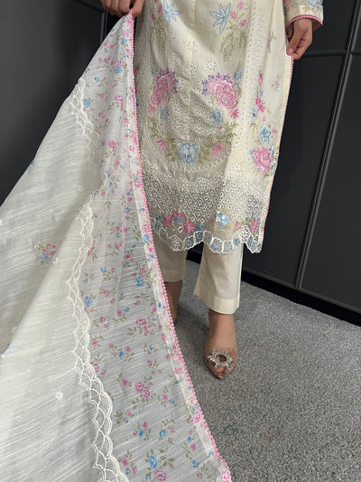 Raj Bari  Embroidered | Lawn Designer Suit With | Embroidered Dupatta