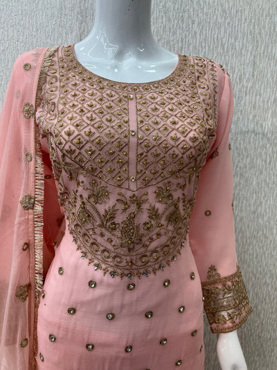 Luxury Festive Chiffon Gharara  Collection Peach S-13