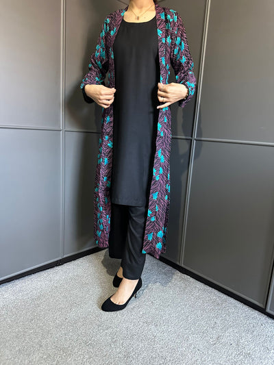 D-20 PLAIN SUITE WITH | PRINTED LINEN JACKET | READY TO WEAR 3 PC