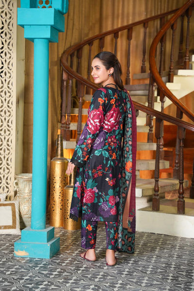 3 Pc Floral Printed Designer Lawn Suit With Lawn Dupatta  IJ-9