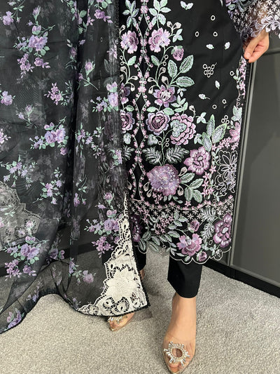 Raj Bari  Embroidered | Lawn Designer Suit With | Embroidered Dupatta