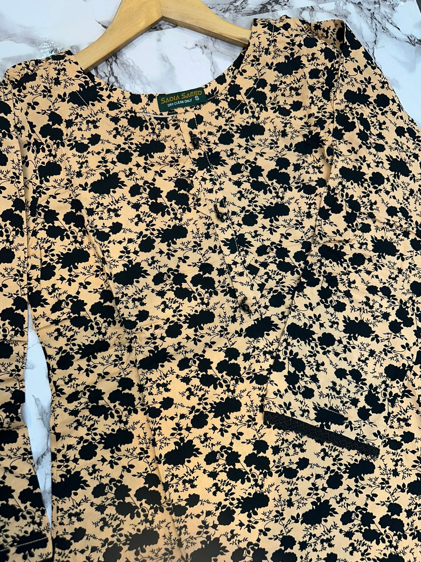 Floral Printed Stone Linen Suit - Trouser 2 Pc Set