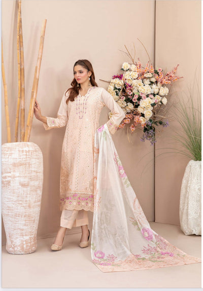 D-1786 - Ferisha 3 Piece Semi-Stitched Collection By Tawakkal Fabrics