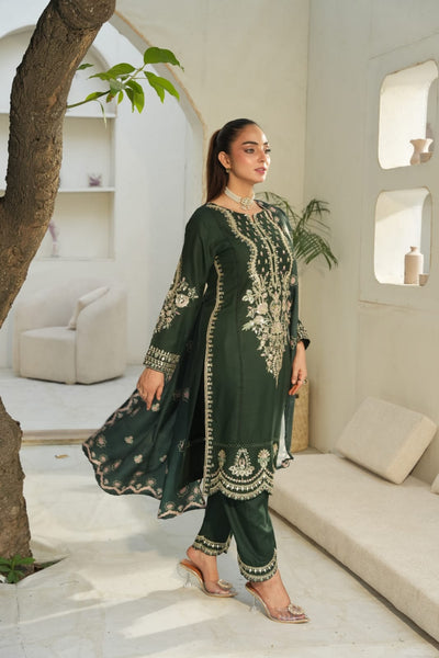 DHANAK 3 PIECE| DESIGNER EMBROIDERED |READY TO WEAR SUIT