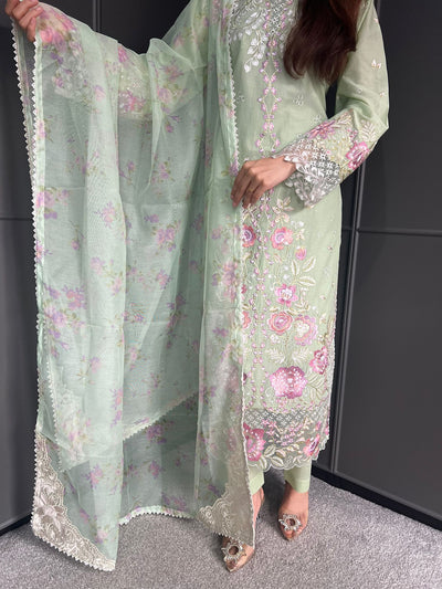 Raj Bari  Embroidered | Lawn Designer Suit With | Embroidered Dupatta
