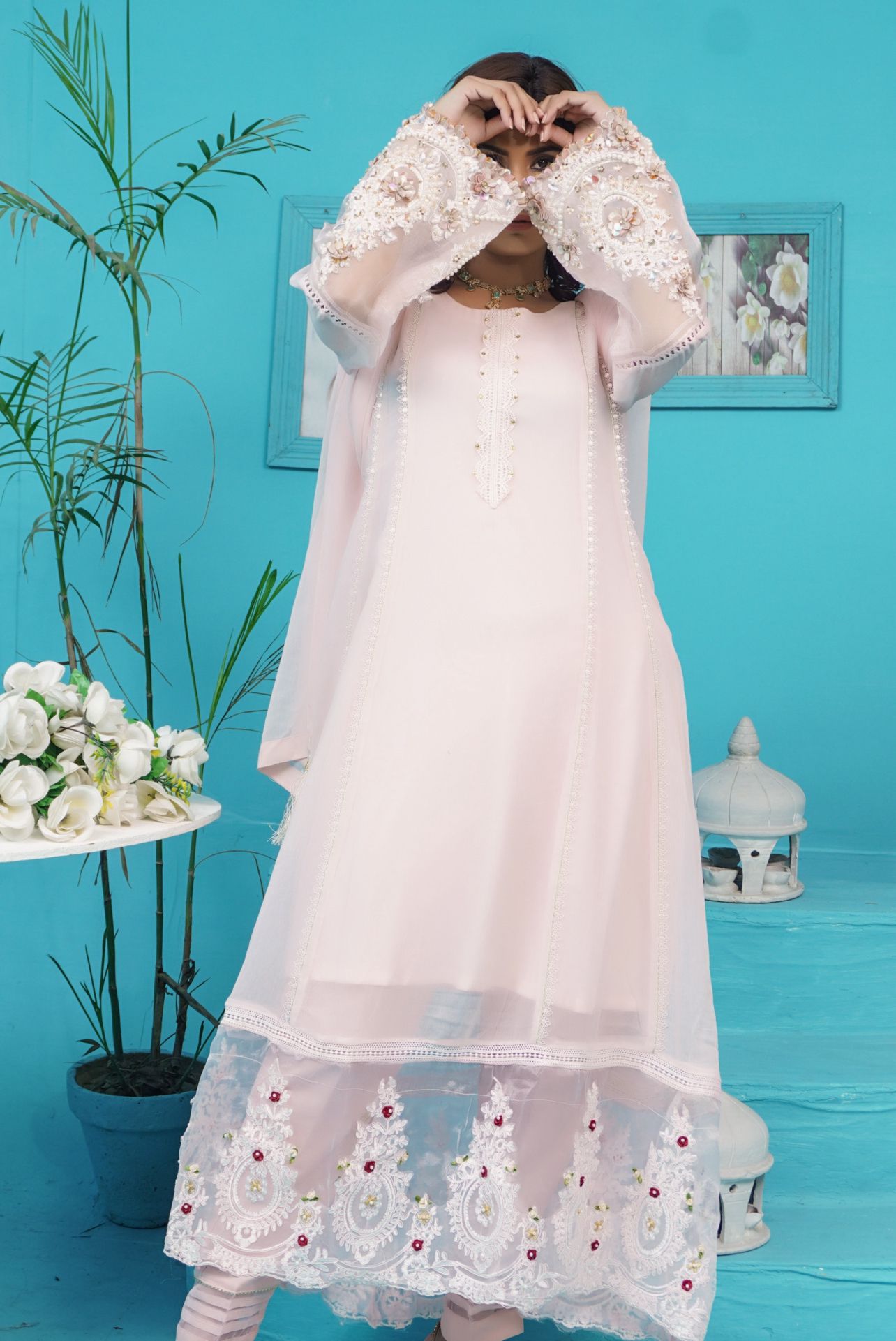 Mahham Luxury Chiffon Dress Collection Pink  D-21