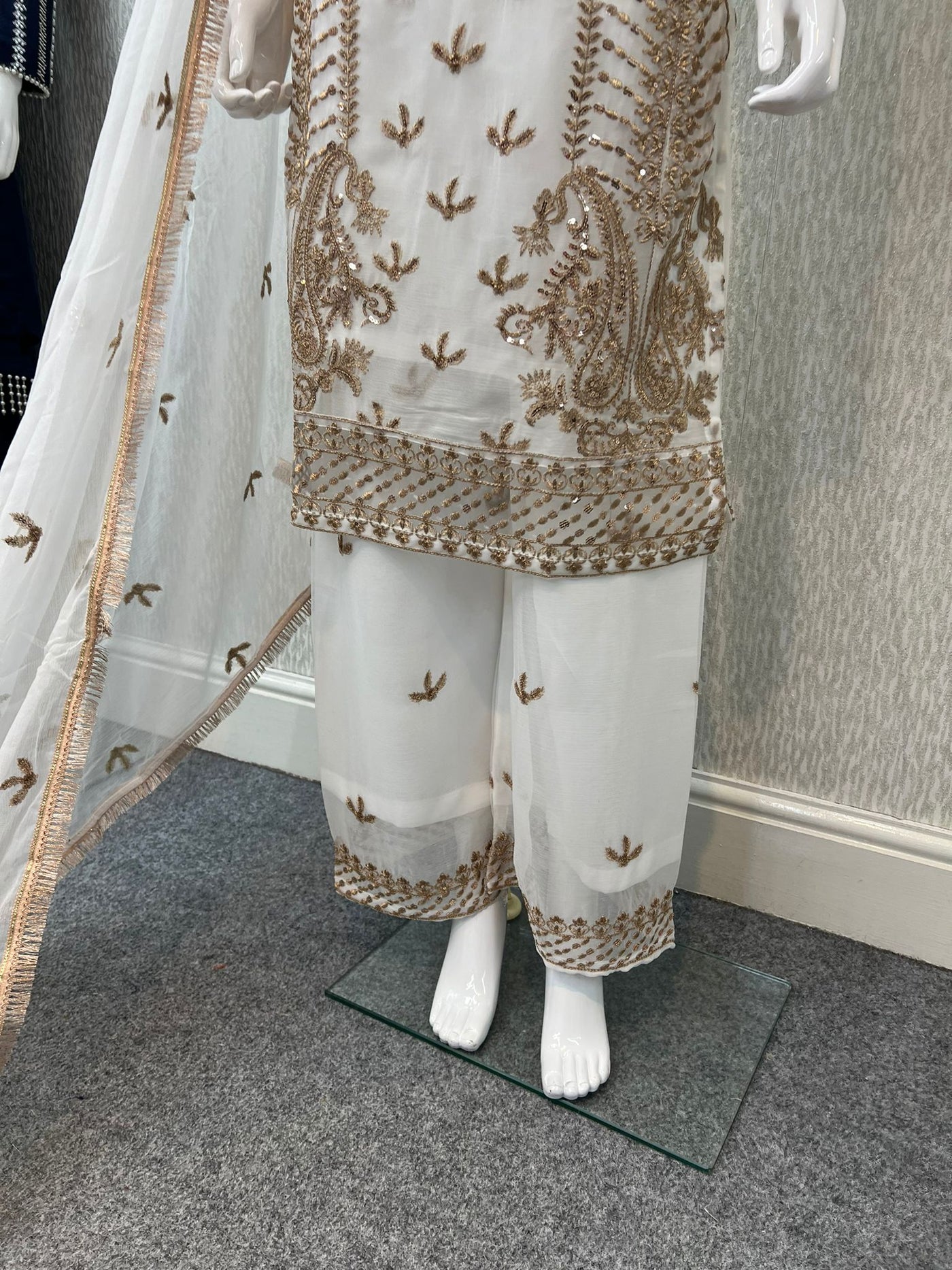 Luxury Festive Chiffon Plazzo bottom Collection WHITE  DP-10