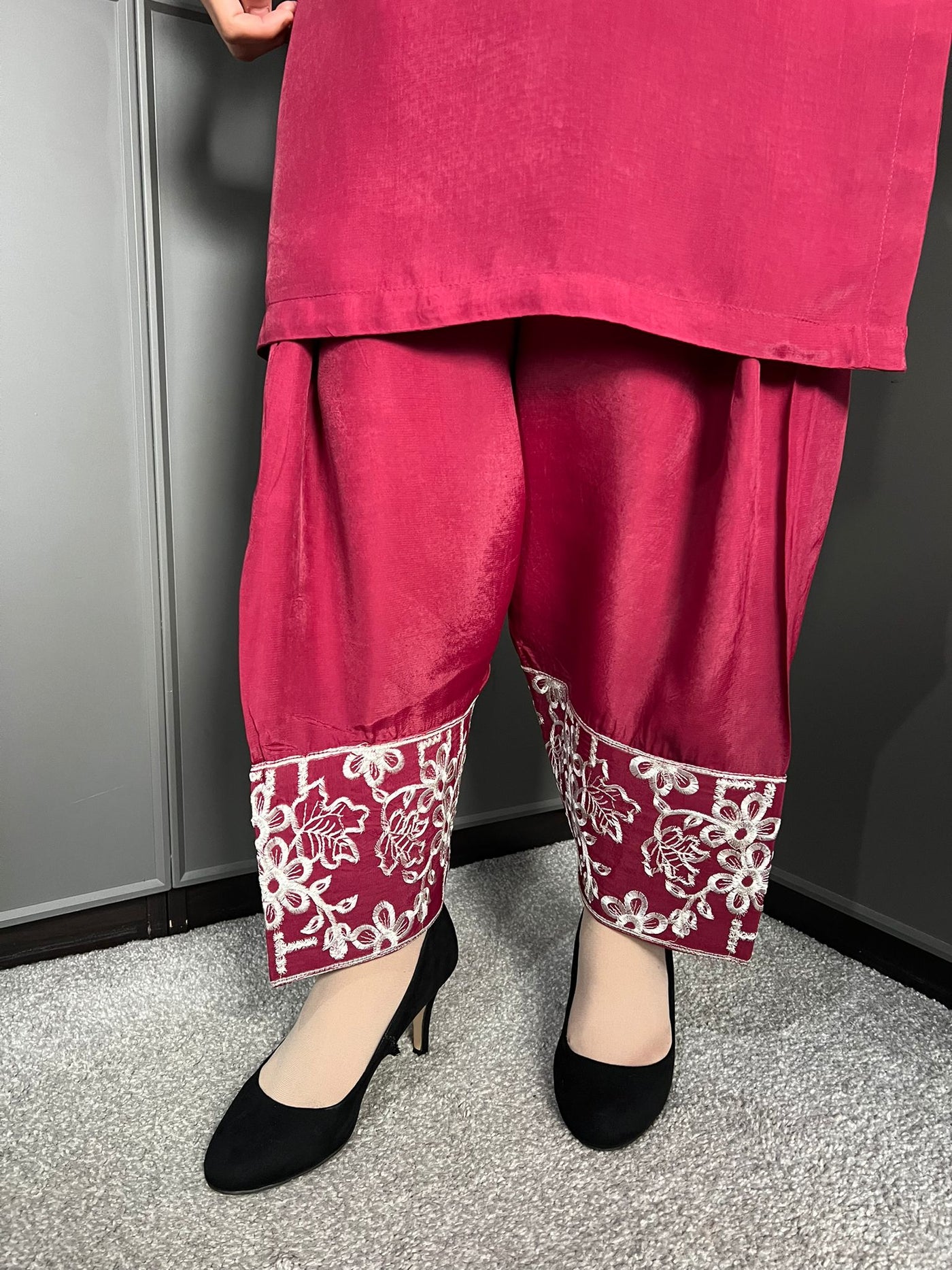 FARSHI SHALWAR Embroidered Silk 2 Piece Outfit for Women - Asian Clothing