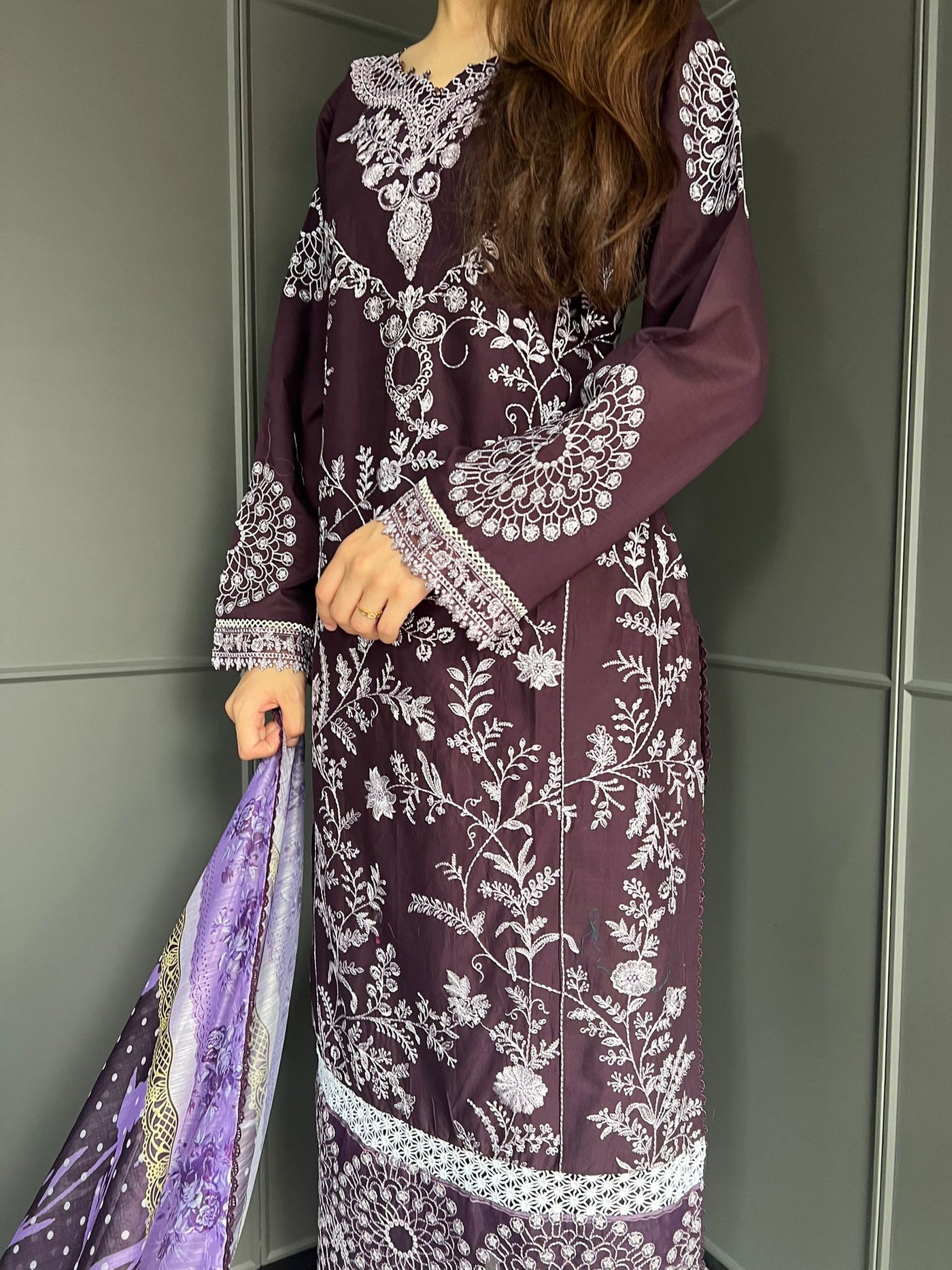 D-3 Mastani Embroidered | Lawn Desinger Suit With | Printed Dupatta