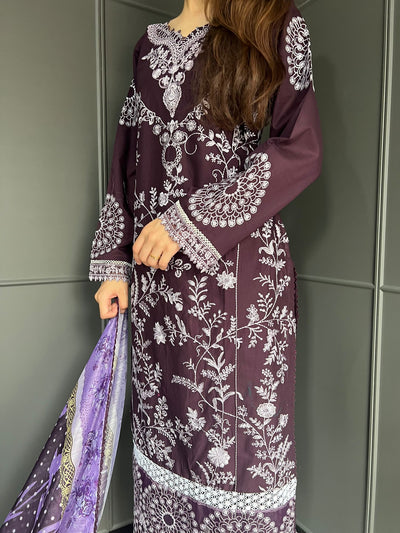 D-3 Mastani Embroidered | Lawn Desinger Suit With | Printed Dupatta