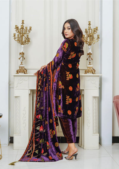 Purple Three Piece Velvet Palachi Suits