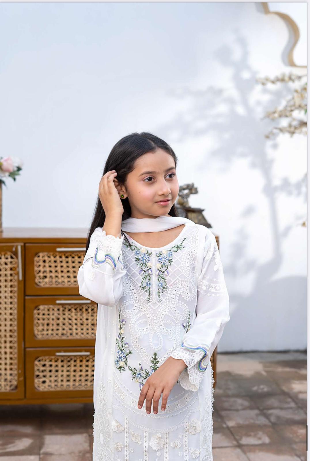 White - MARIA B INSPIRED Mother & Daughter Ready to Wear Chiffon Collection