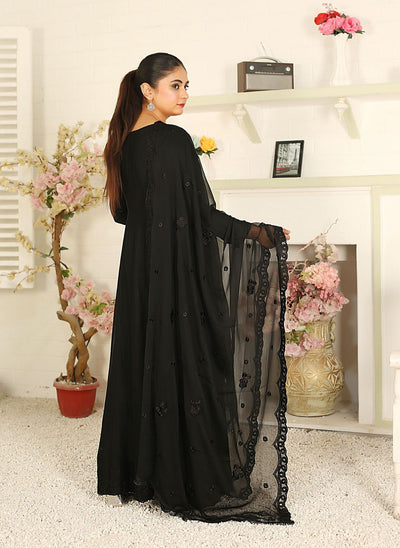 Mother & Daughter Ready to Wear Chiffon Maxi Dress Black D-306| Shop Pakistani Dresses