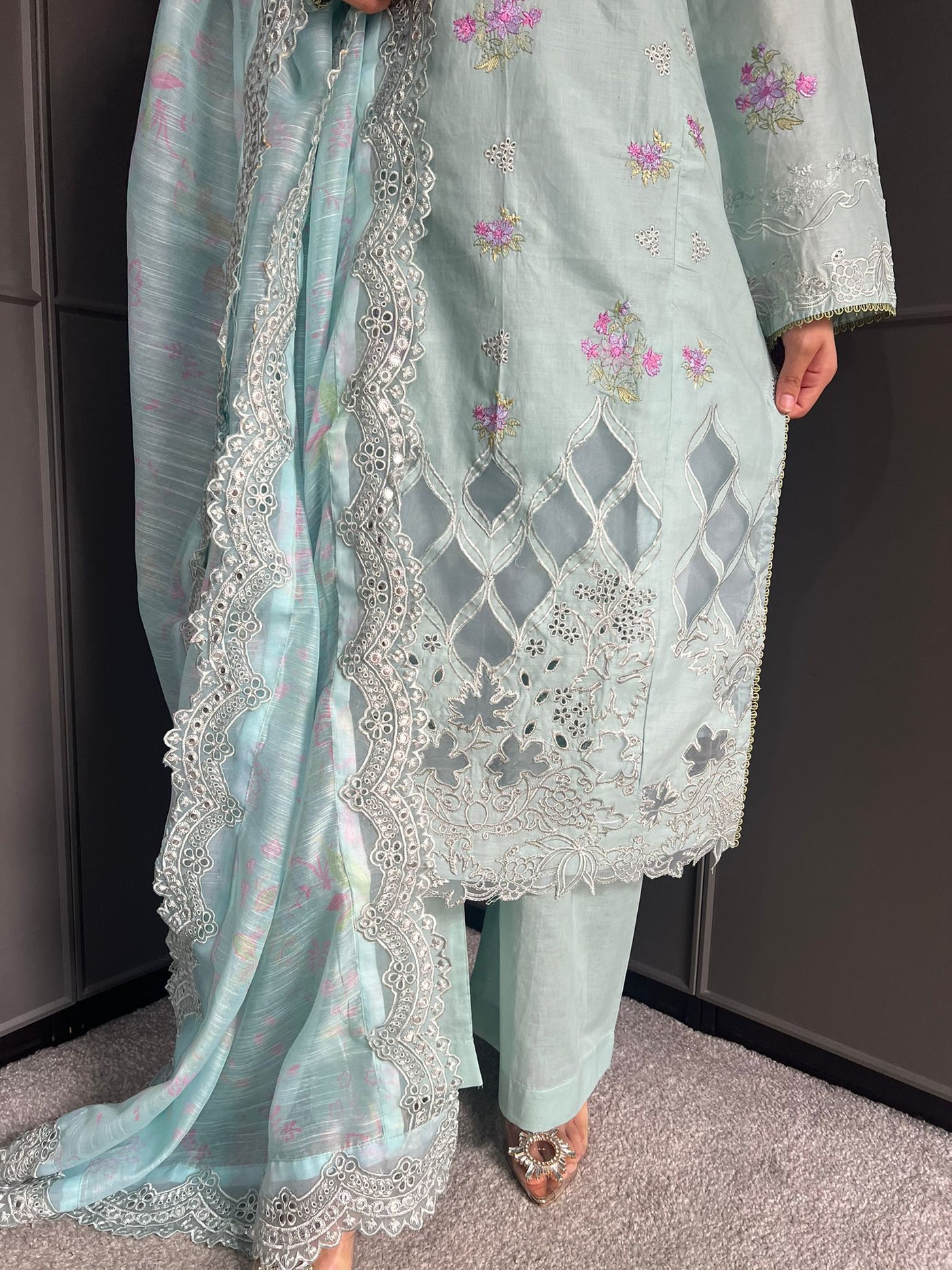 Raj Bari  Embroidered | Lawn Designer Suit With | Embroidered Dupatta