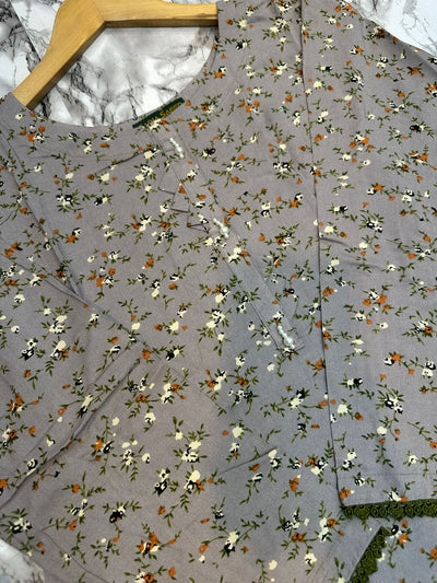 Floral Printed Stone Linen Suit - Trouser 2 Pc Set