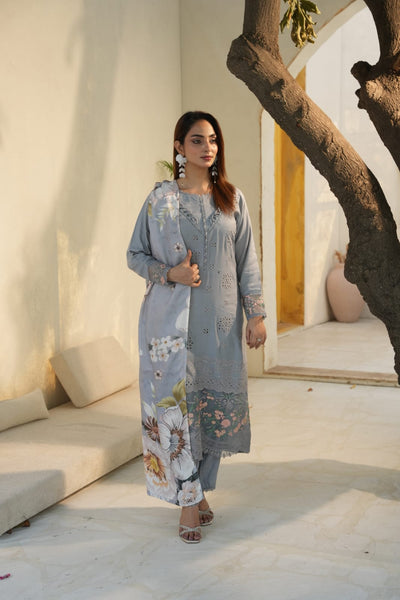 WINTER LINEN 3 PIECE| DESIGNER EMBROIDERED |READY TO WEAR SUIT