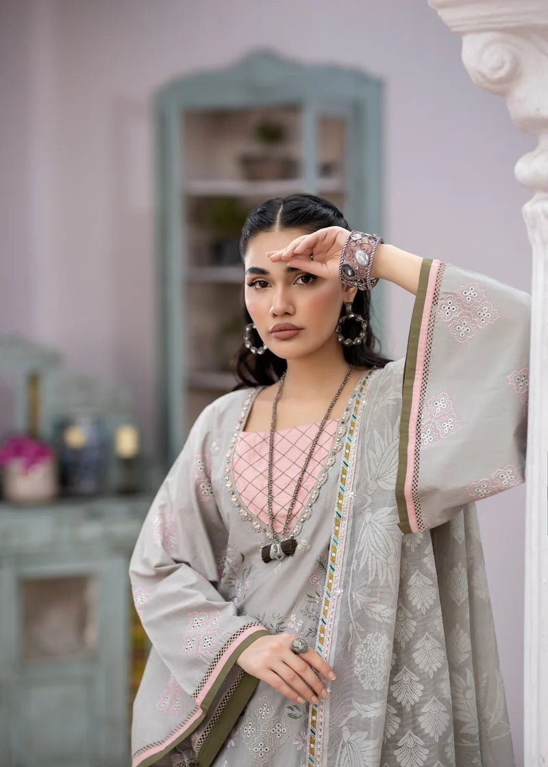 Luxury Embroidered Cotton Festive Edition Pastel Grey AL-860