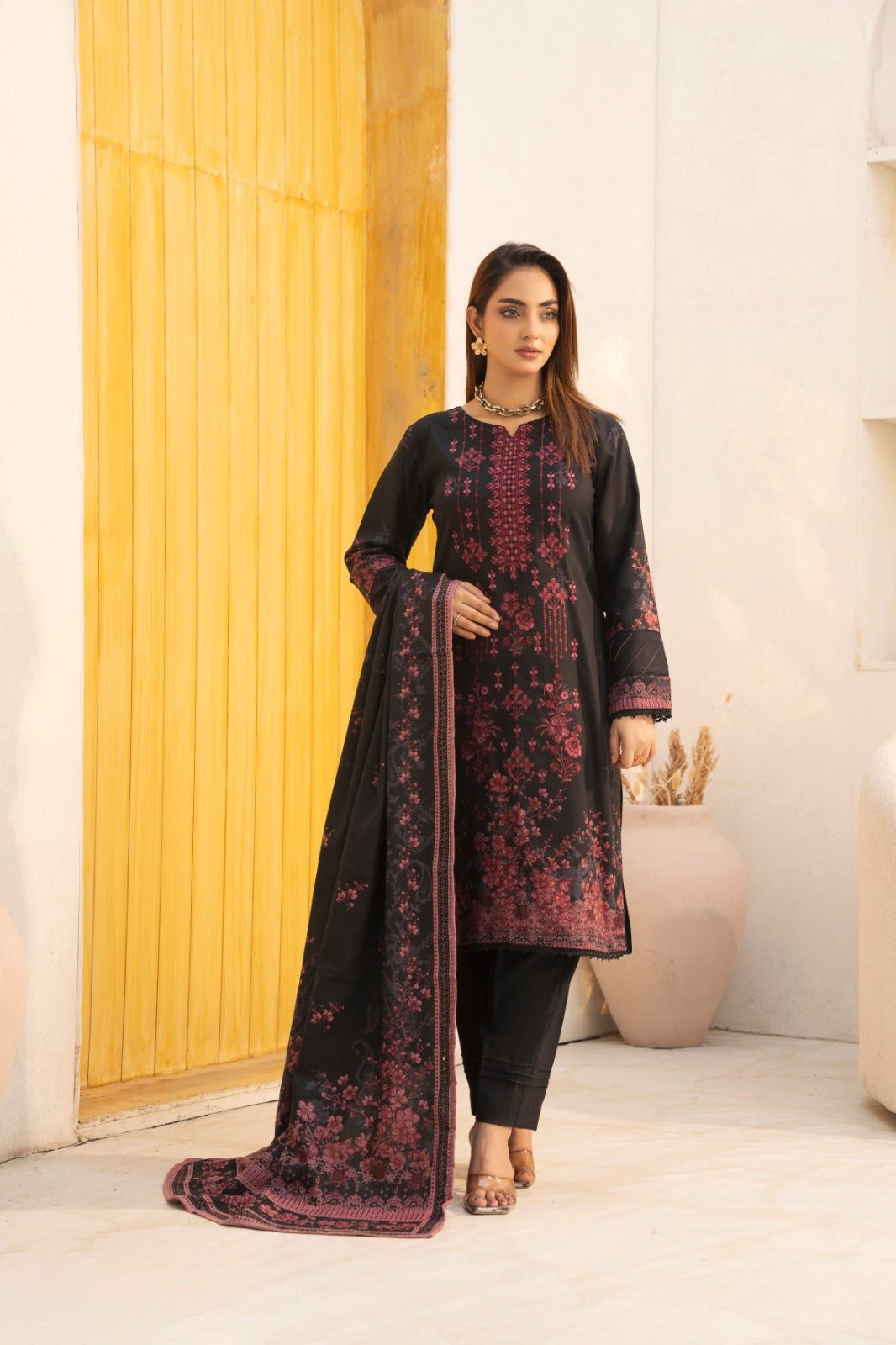 DHANAK 3 PIECE| DESIGNER EMBROIDERED |READY TO WEAR SUIT