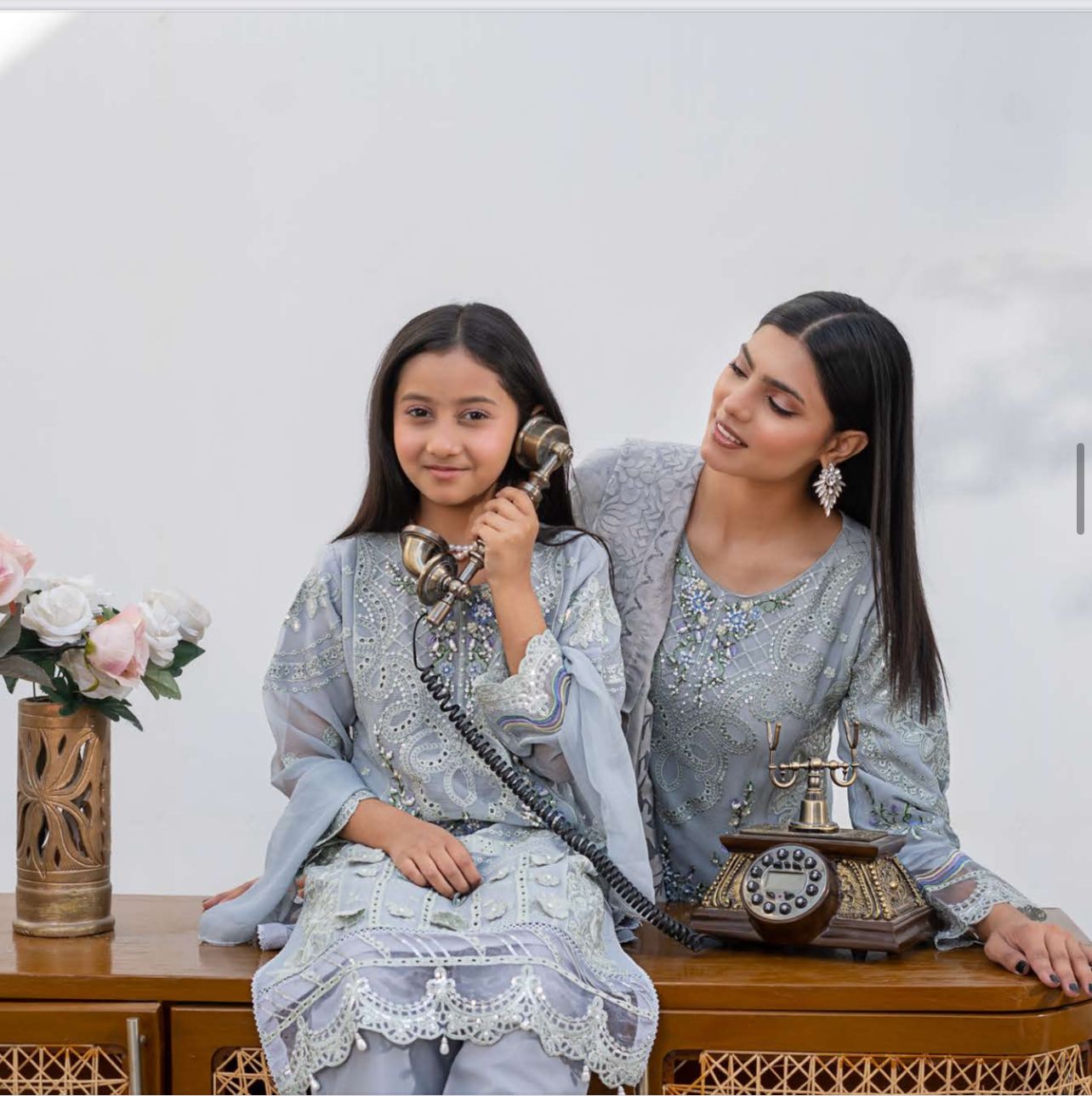 Gray- MARIA B INSPIRED Mother & Daughter Ready to Wear Chiffon Collection