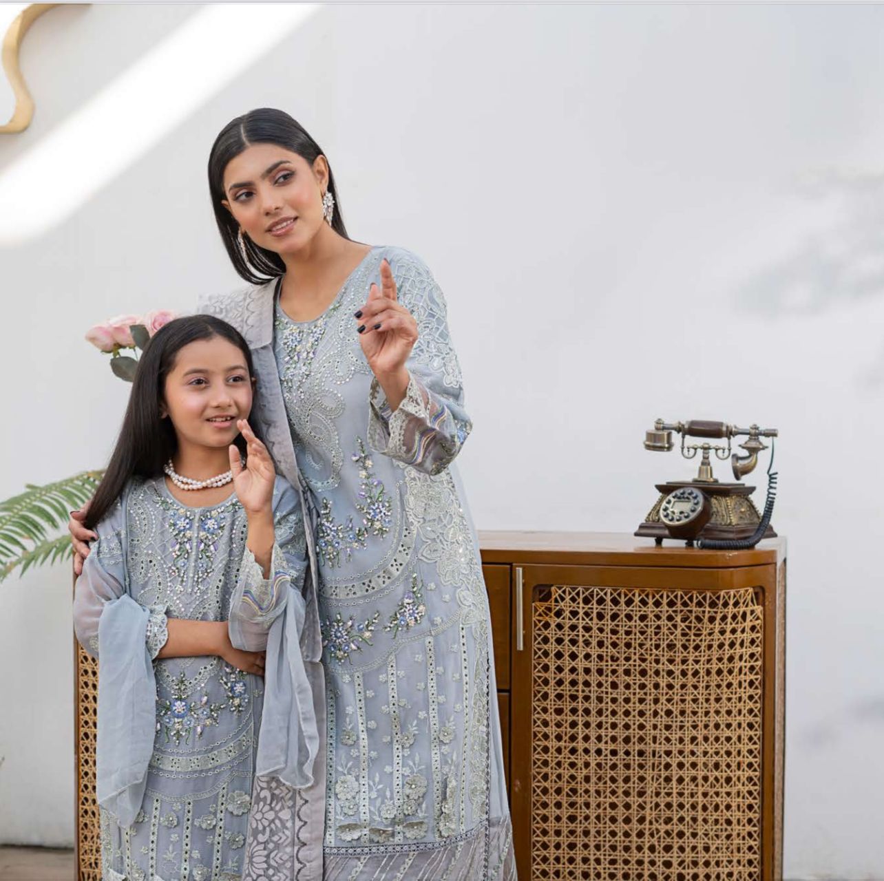 Gray- MARIA B INSPIRED Mother & Daughter Ready to Wear Chiffon Collection