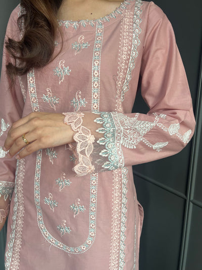 Embroidered Lawn Cotton Organza Suit with Organza Dupatta - Comfortable and Stylish