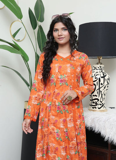 Floral Printed Premium Linen Frock Co-Ords Set IJ-43