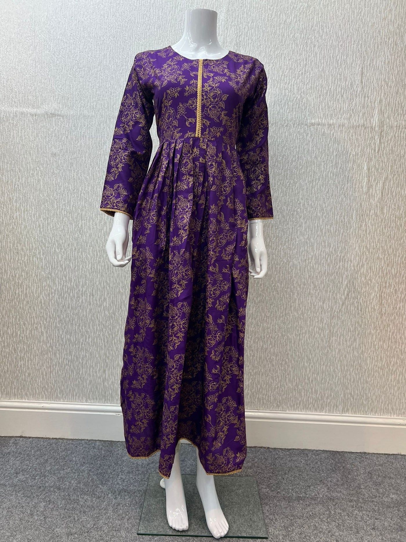 Block Print Linen Purple Maxi Dress