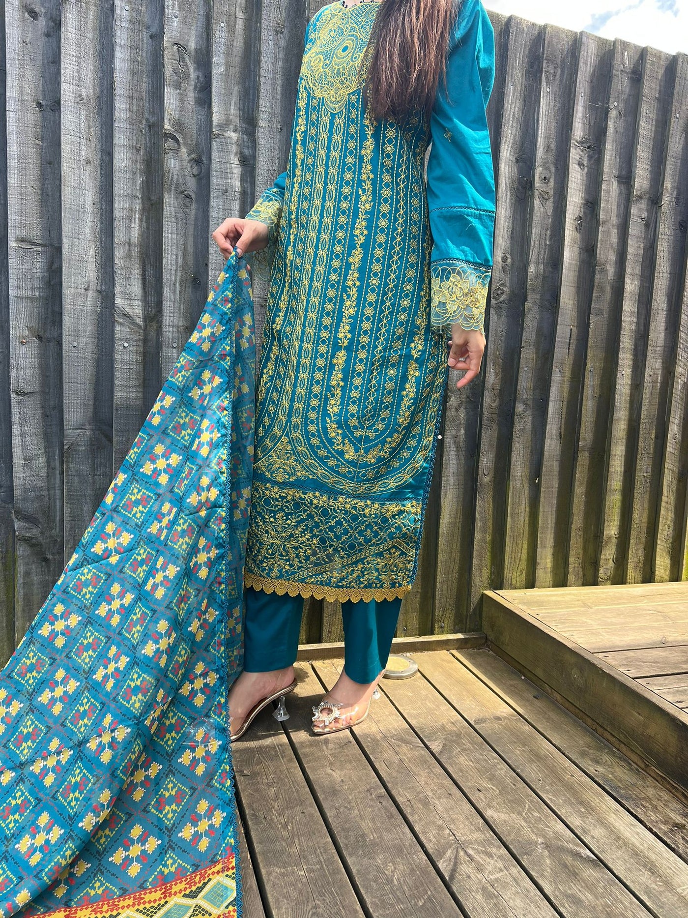 D-7 Mastani Embroidered | Lawn Desinger Suit With | Printed Dupatta