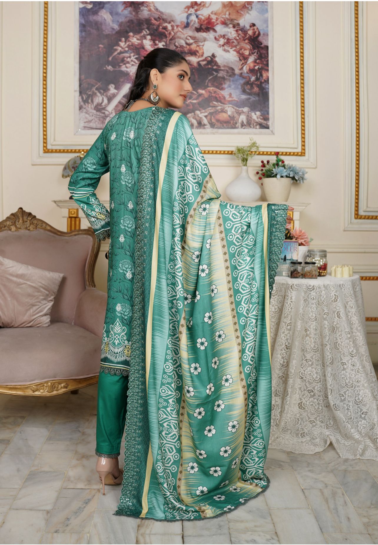 3 Piece Winter Embroidered Luxury Linen Collection  D-1001