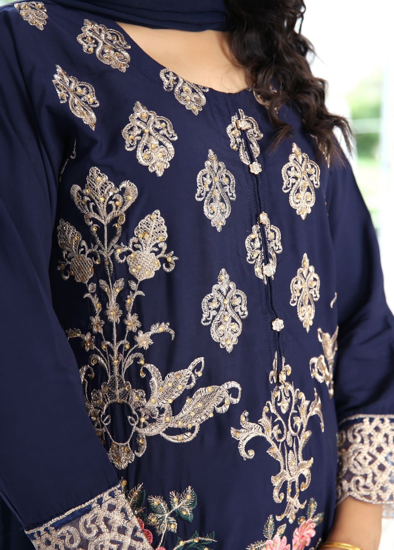 Embroidered Readymade Linen Mother & Daughter Suit Blue TS-176 | Shop Pakistani Dresses
