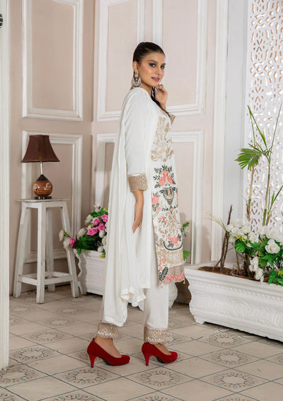 Embroidered Readymade Linen Mother & Daughter Suit WhiteTS-175 | Buy Pakistani Suits Online