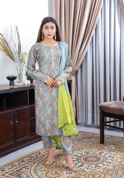 3 PC DIGITAL PRINT EMBROIDERED LINEN READY TO WEAR COLLECTION