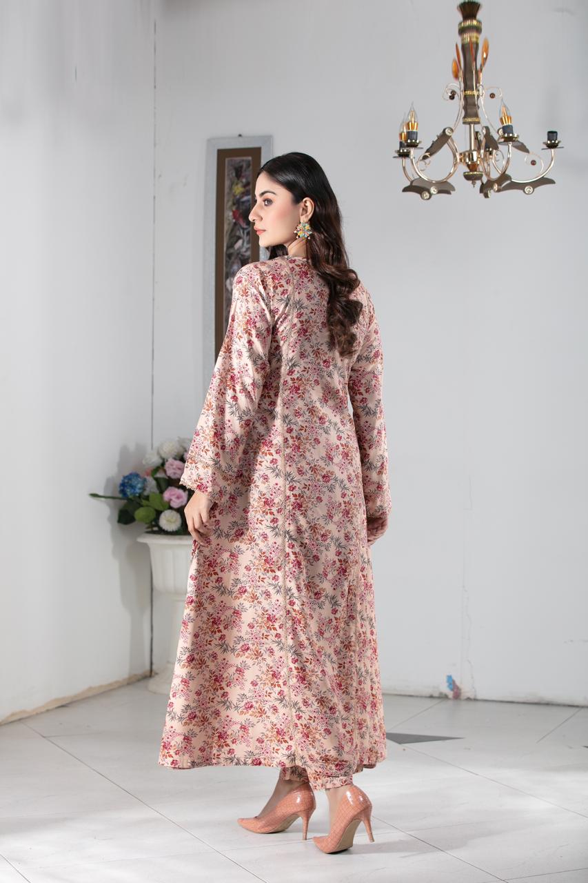 Floral Printed Premium Linen Frock Co-Ords Set IJ-D07