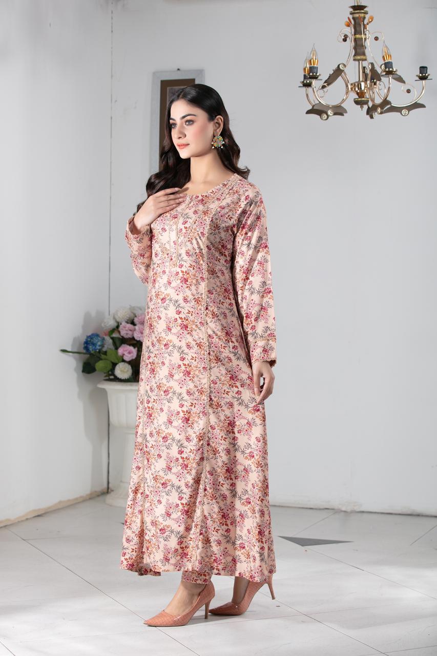 Floral Printed Premium Linen Frock Co-Ords Set IJ-D07