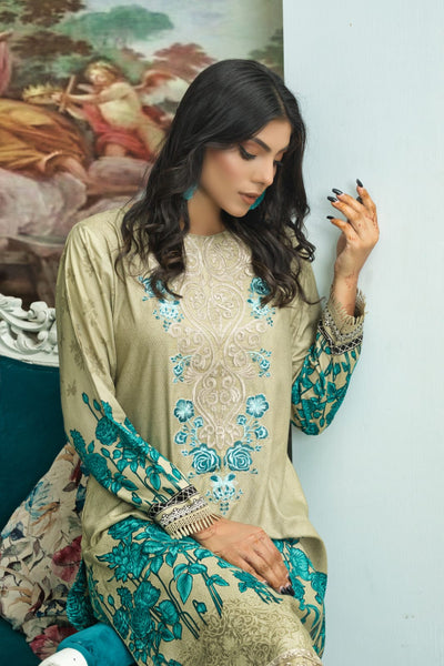 3 Piece Digital Winter Linen Embroidered Outfit