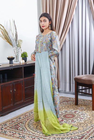 3 PC DIGITAL PRINT EMBROIDERED LINEN READY TO WEAR COLLECTION