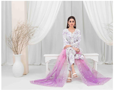 TAWAKKAL STITCHED EMBROIDERD ORGANZA FANCY EID COLLECTION  D-1476