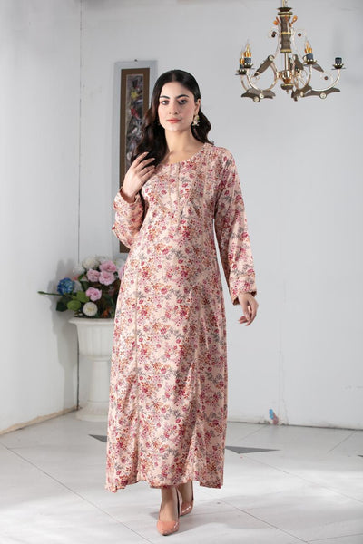 Floral Printed Premium Linen Frock Co-Ords Set IJ-D07