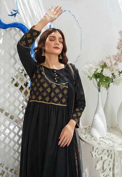 3 Pc Mother & Daughter Dress Print Lawn Ready To Wear Collection Black