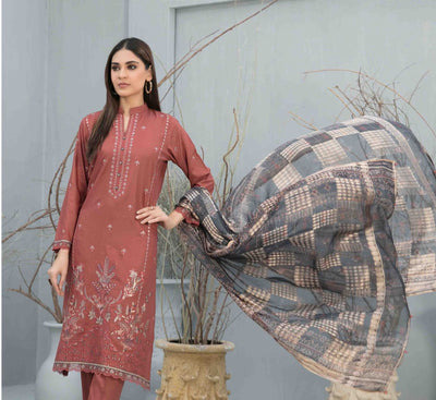 3 Pc Stitched Collection By Tawakkal Fancy Embroidered Staple Collection D-1129