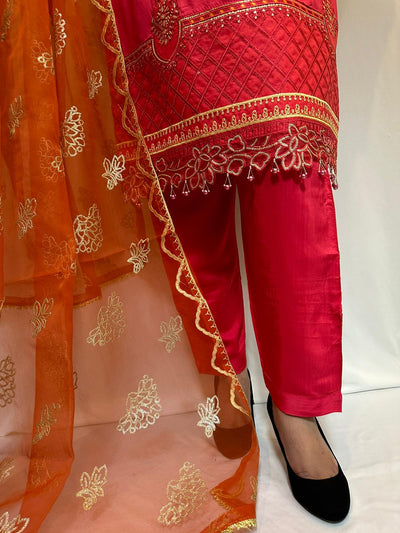 Maria b Viscose Embroidered Suit With Embroidered Net Dupatta