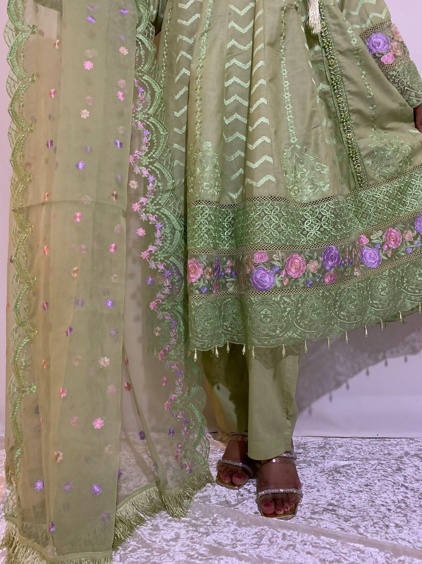 Premium Embroidered Cotton Anarkali Dress Ready to wear 3