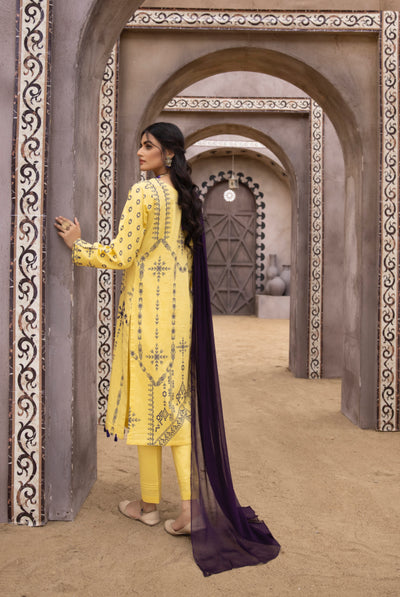 3 pc Mirror Embroidered Readymade Semi-Formal Suit Eid Collection 2023 Media 2 of 4