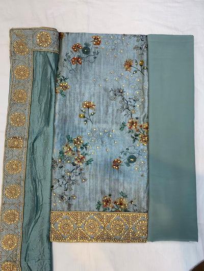 Unstich Digital Raw Silk Stone Work Suit D-1174 Media 3 of 10